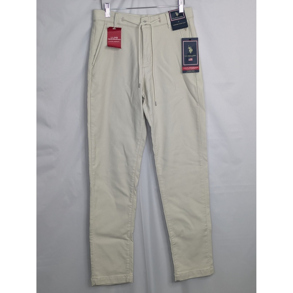U.S. Polo Assn Mens Small Chino Pants Adobe Sand Comfort Waist Stretch NWT